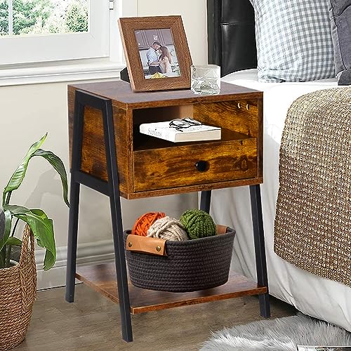 NICIPES Small Nightstand, Modern Nightstand