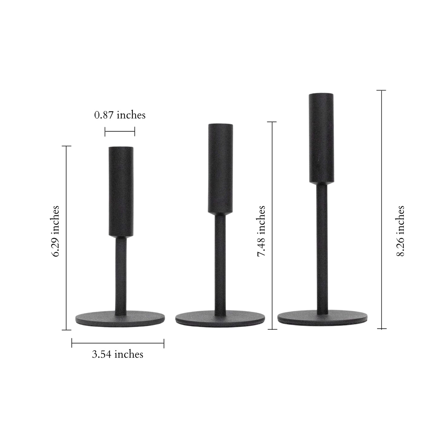 TSG Modern Black Candlestick Holders Set