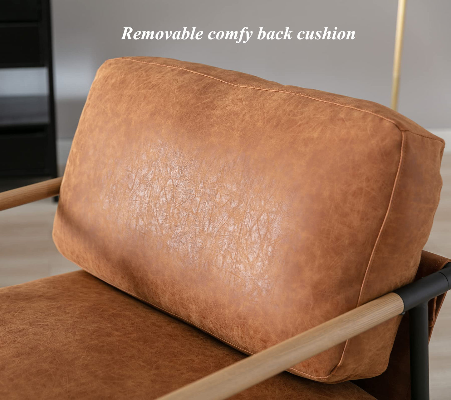 DUOMAY Mid-Century Modern Accent Chair Armchair, Soft PU Leather Sofa Lounge Chair