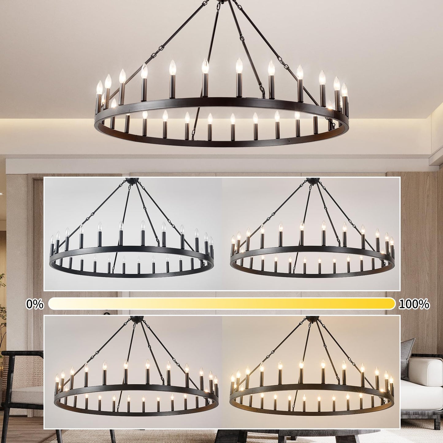 Black Wagon Wheel Chandelier