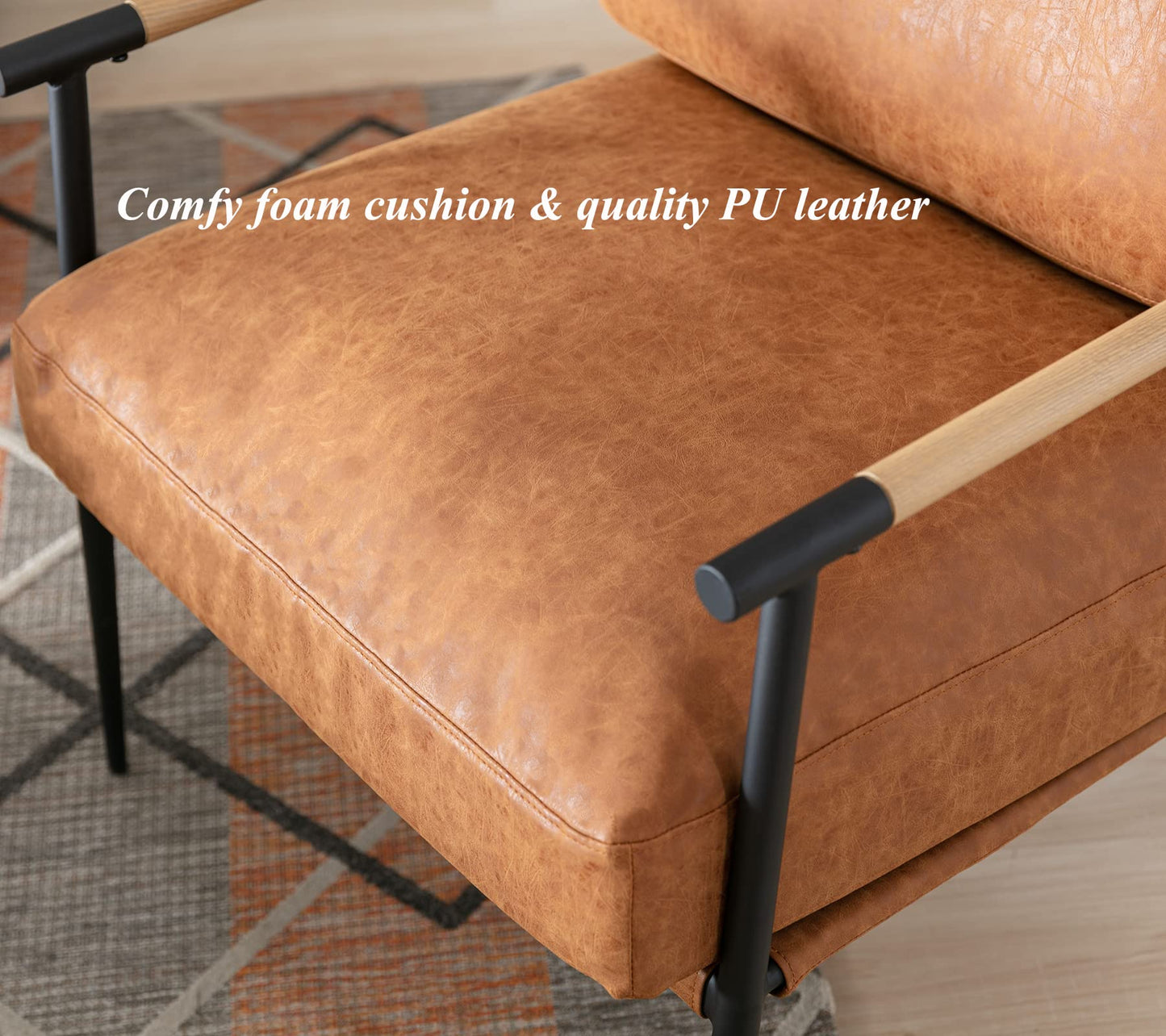 DUOMAY Mid-Century Modern Accent Chair Armchair, Soft PU Leather Sofa Lounge Chair