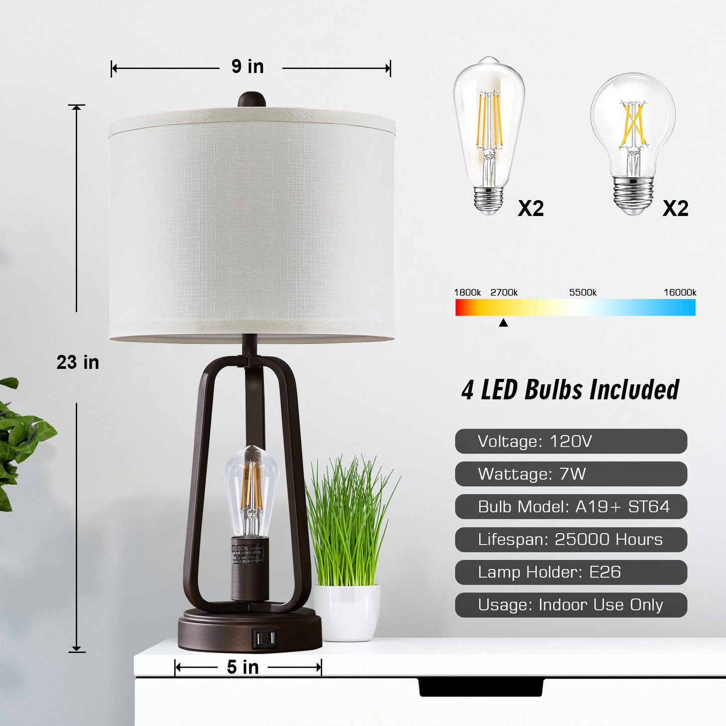 Luvkczc Modern Farmhouse Table Lamp