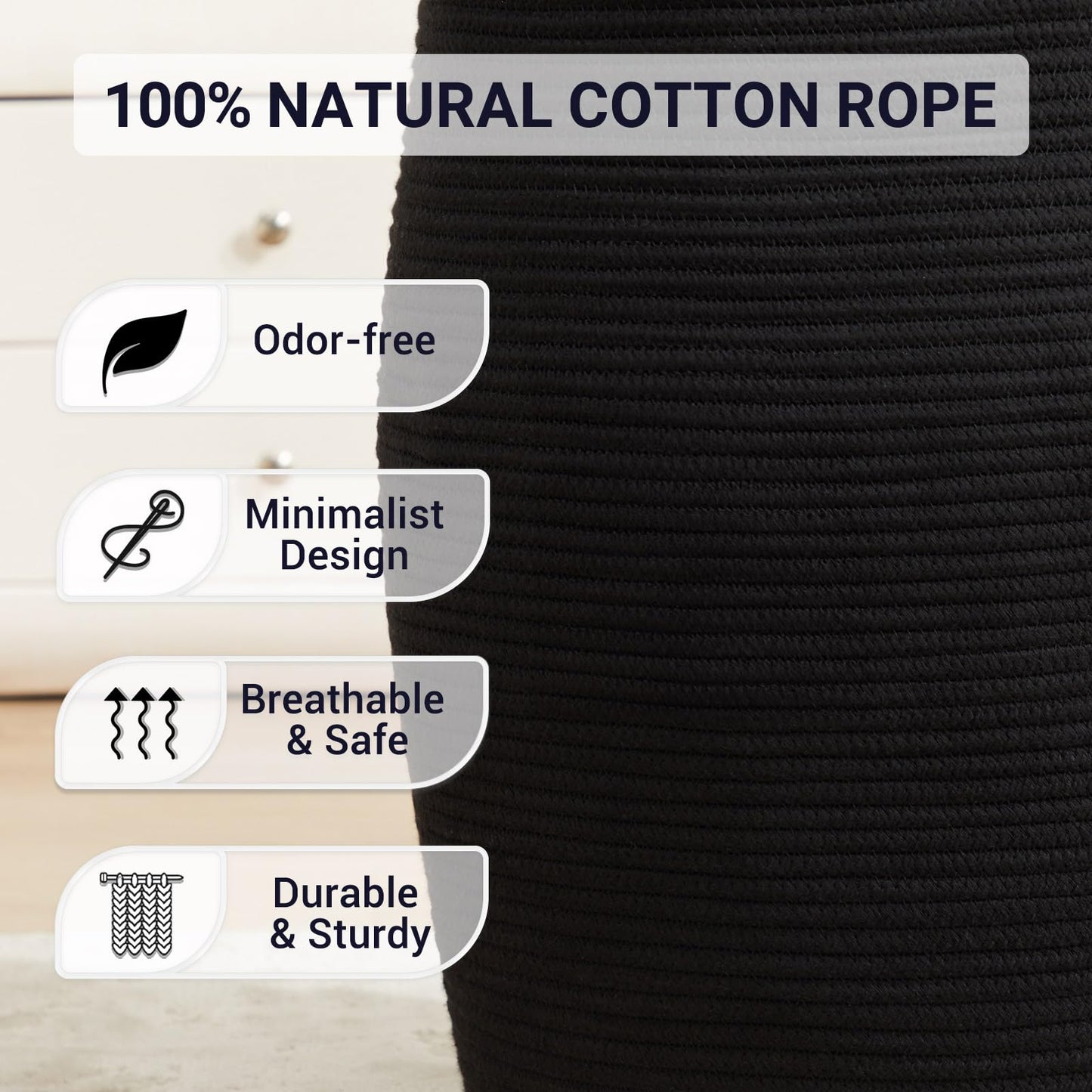 Cotton Rope Laundry Hamper Basket