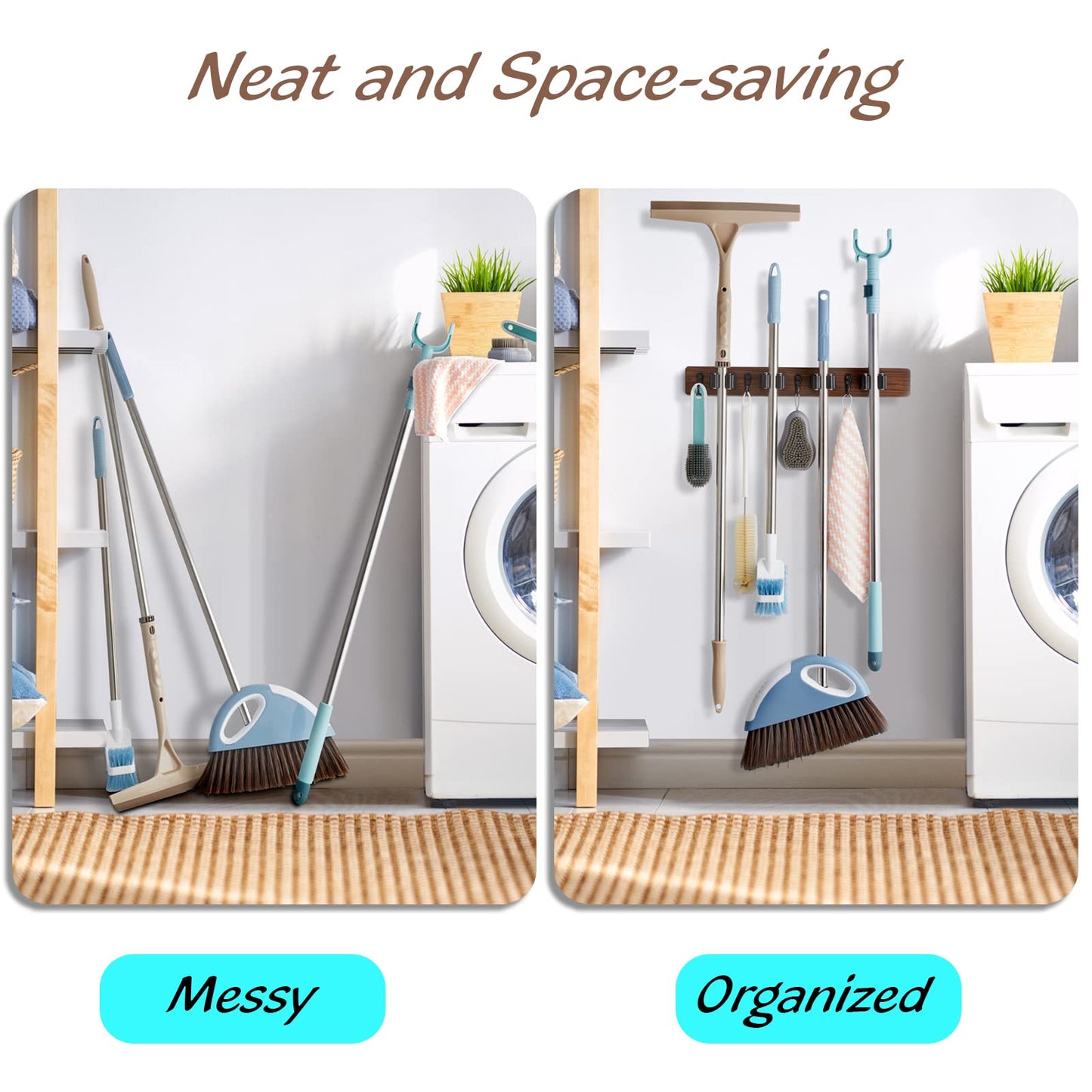 OUTNILI Mop Broom Holder Wall Mount