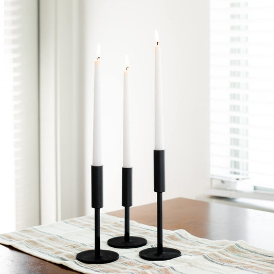 TSG Modern Black Candlestick Holders Set