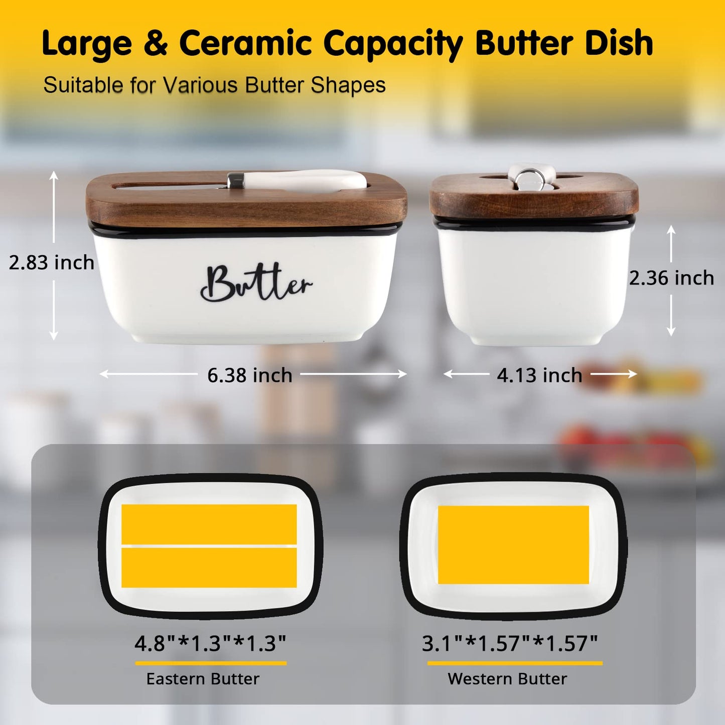 Butter Dish with Lid and Knife for Countertop