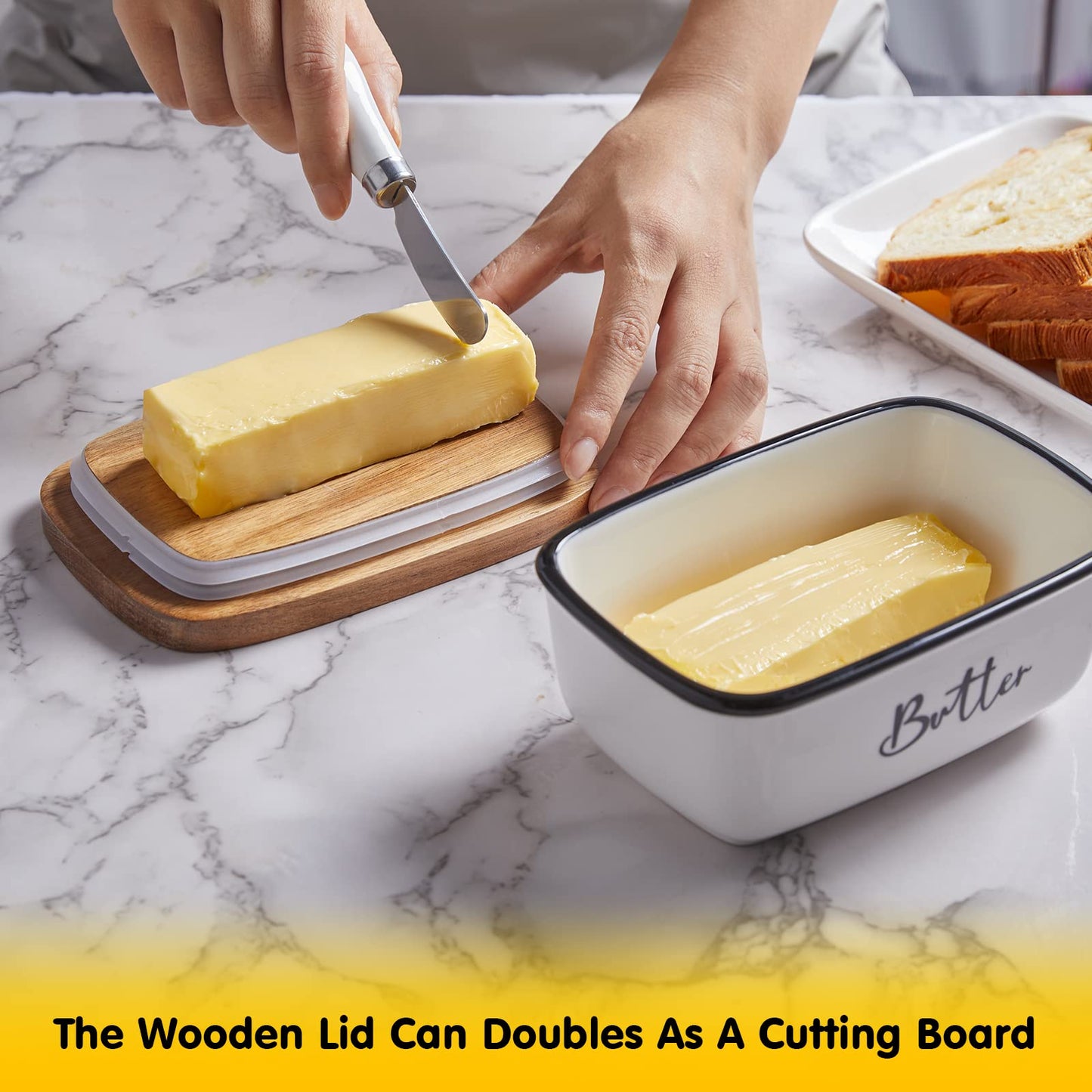 Butter Dish with Lid and Knife for Countertop