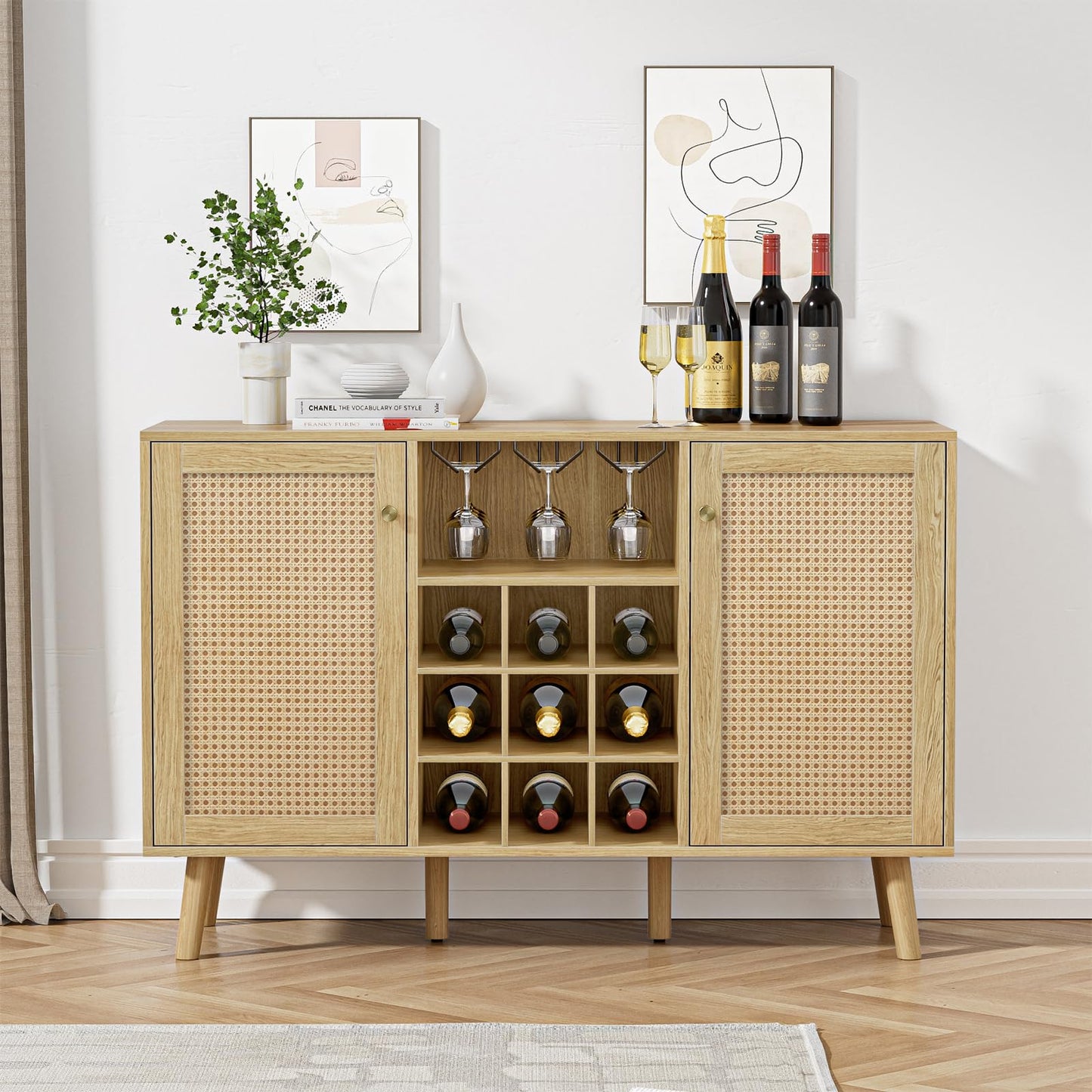 Giluta Rattan Wine Bar Cabinet