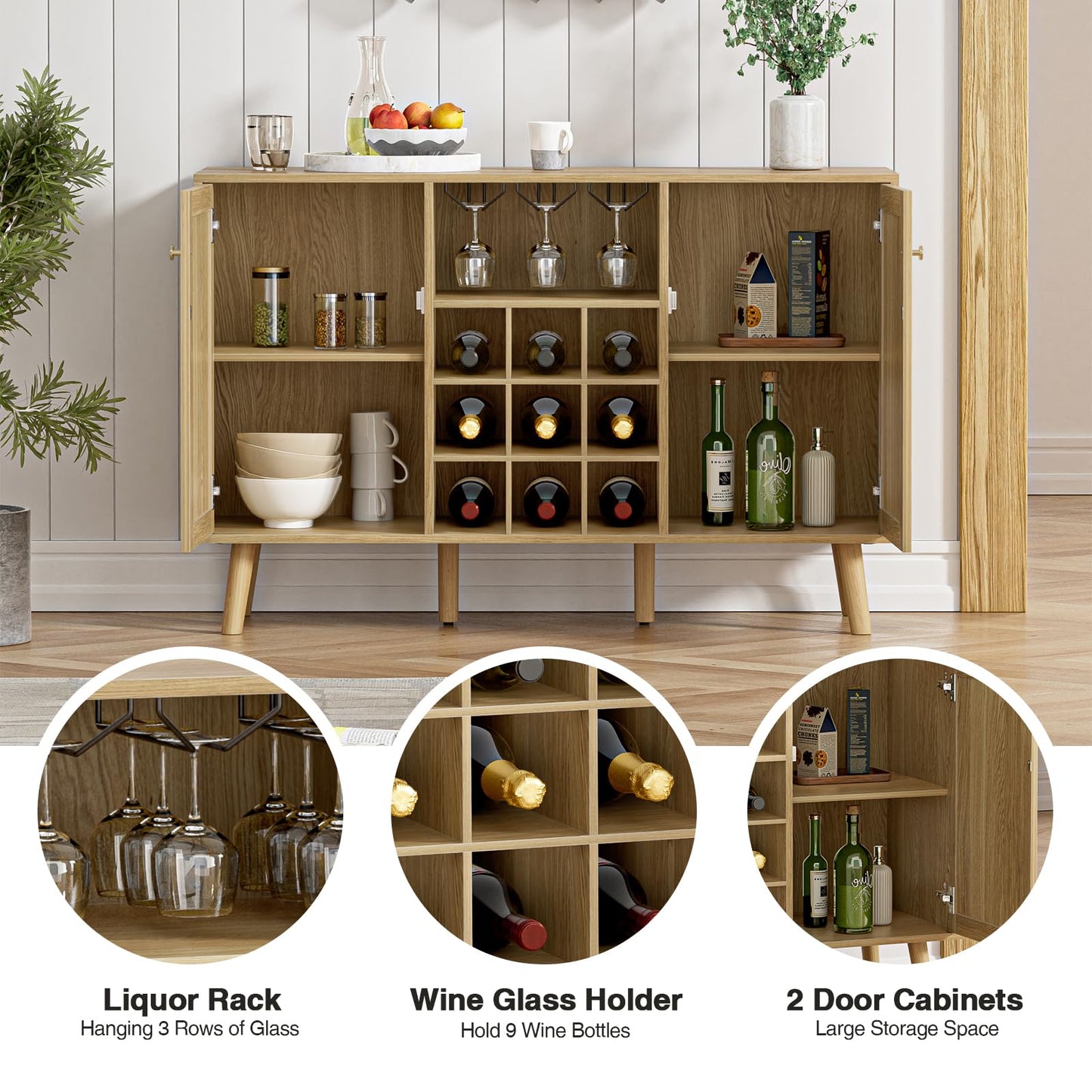 Giluta Rattan Wine Bar Cabinet