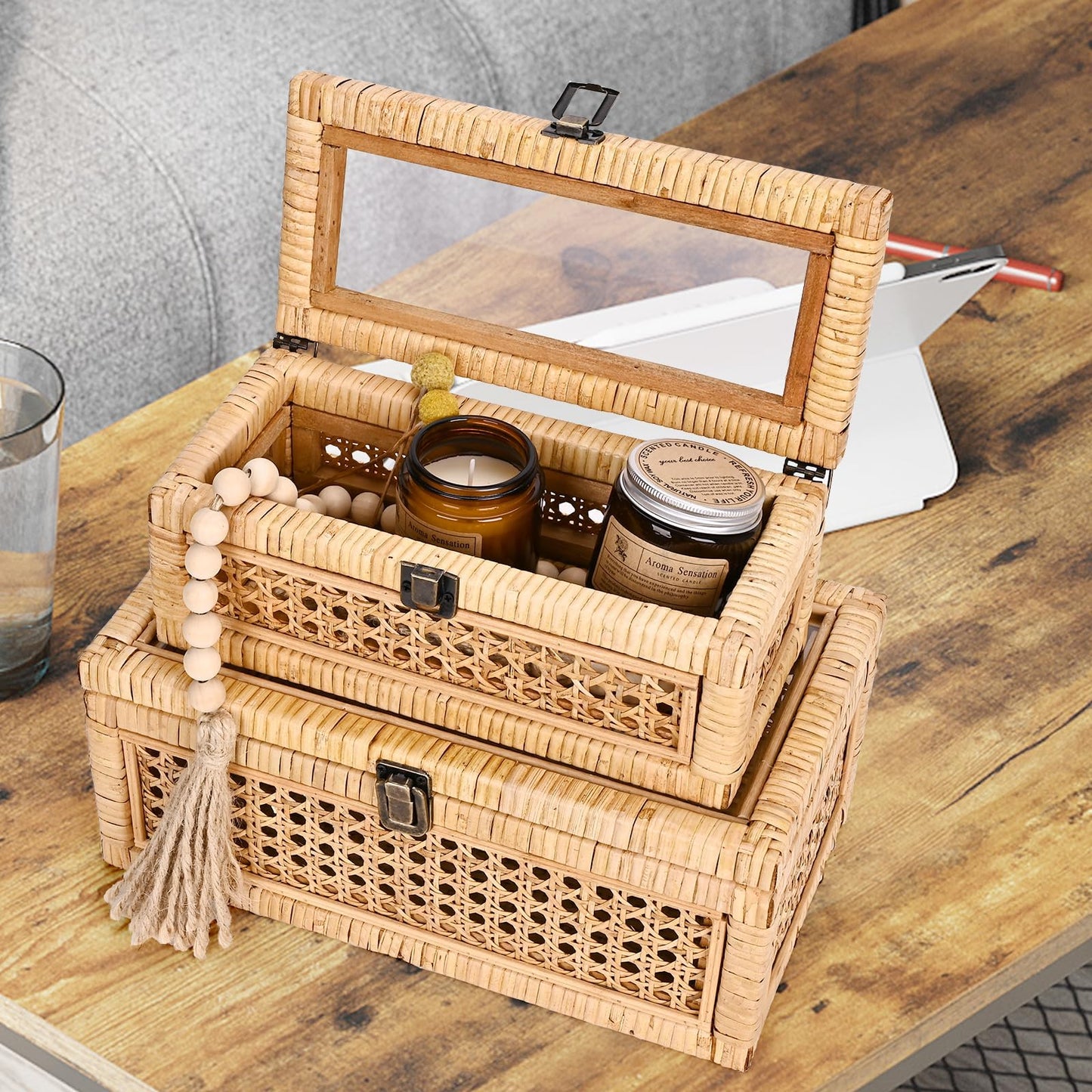 HUAXIN CRAFT H Rattan Decorative Box with Lid