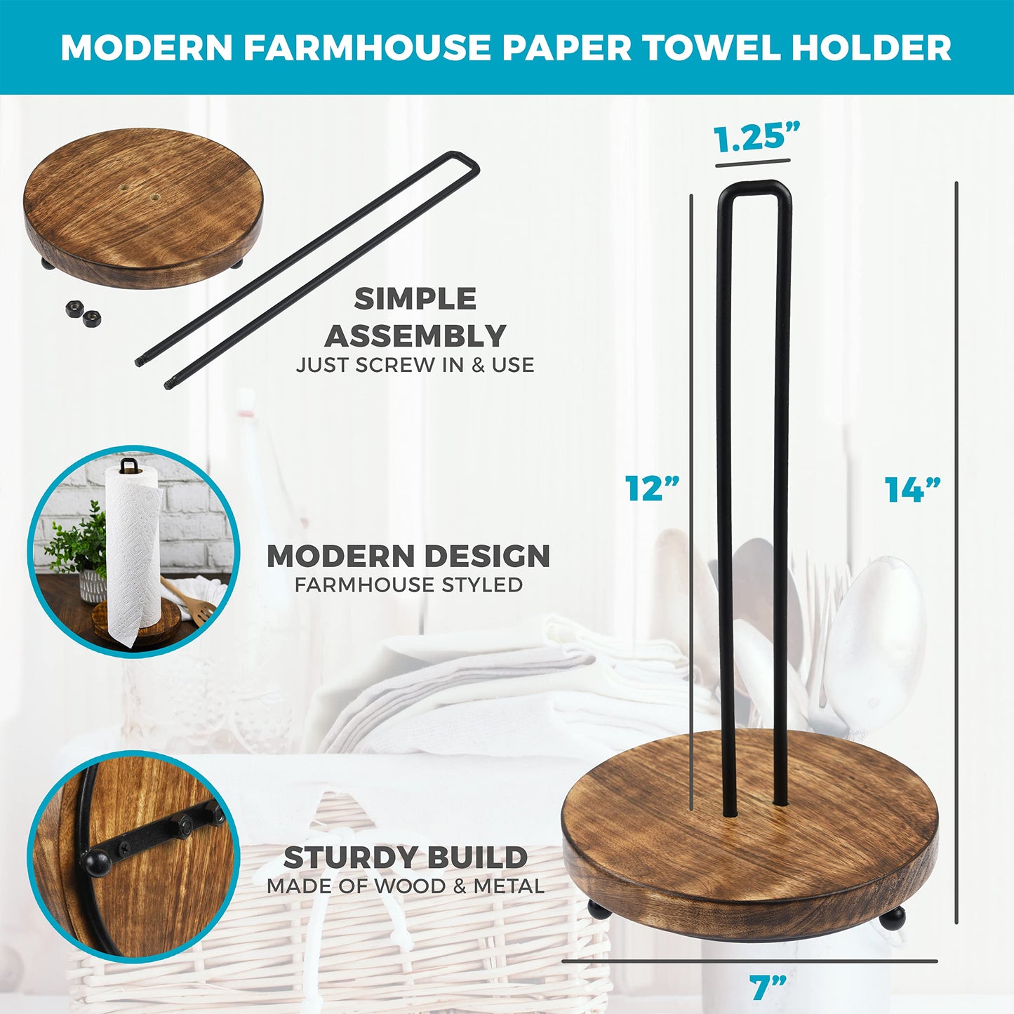 Tribello Modern Farmhouse Paper Towel Holder