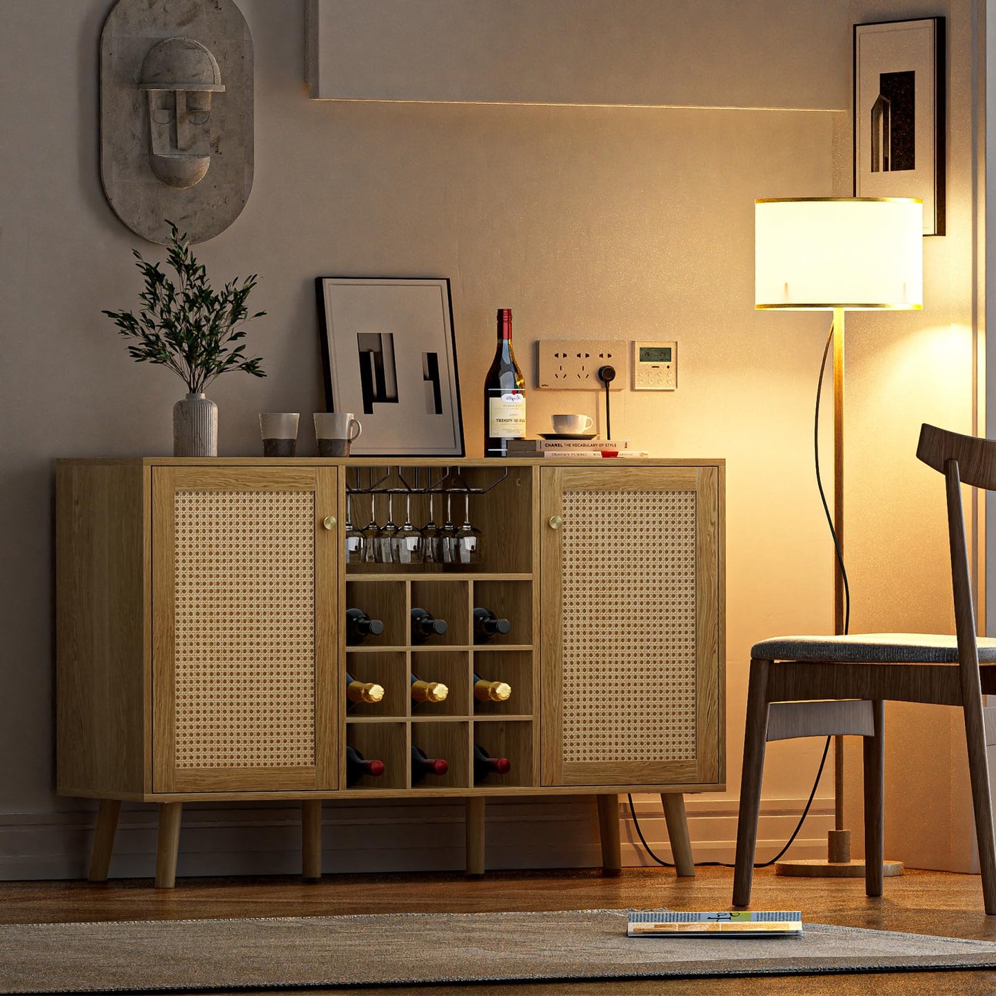 Giluta Rattan Wine Bar Cabinet