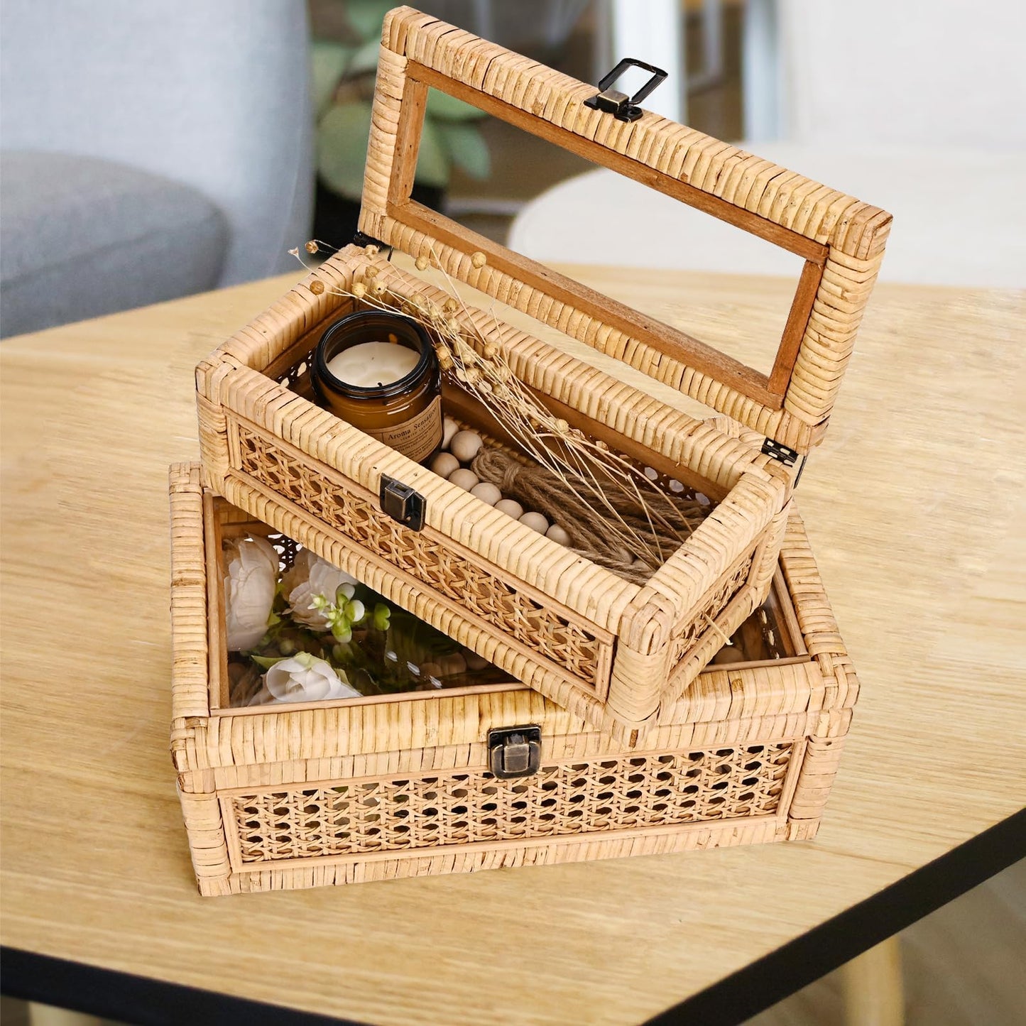 HUAXIN CRAFT H Rattan Decorative Box with Lid