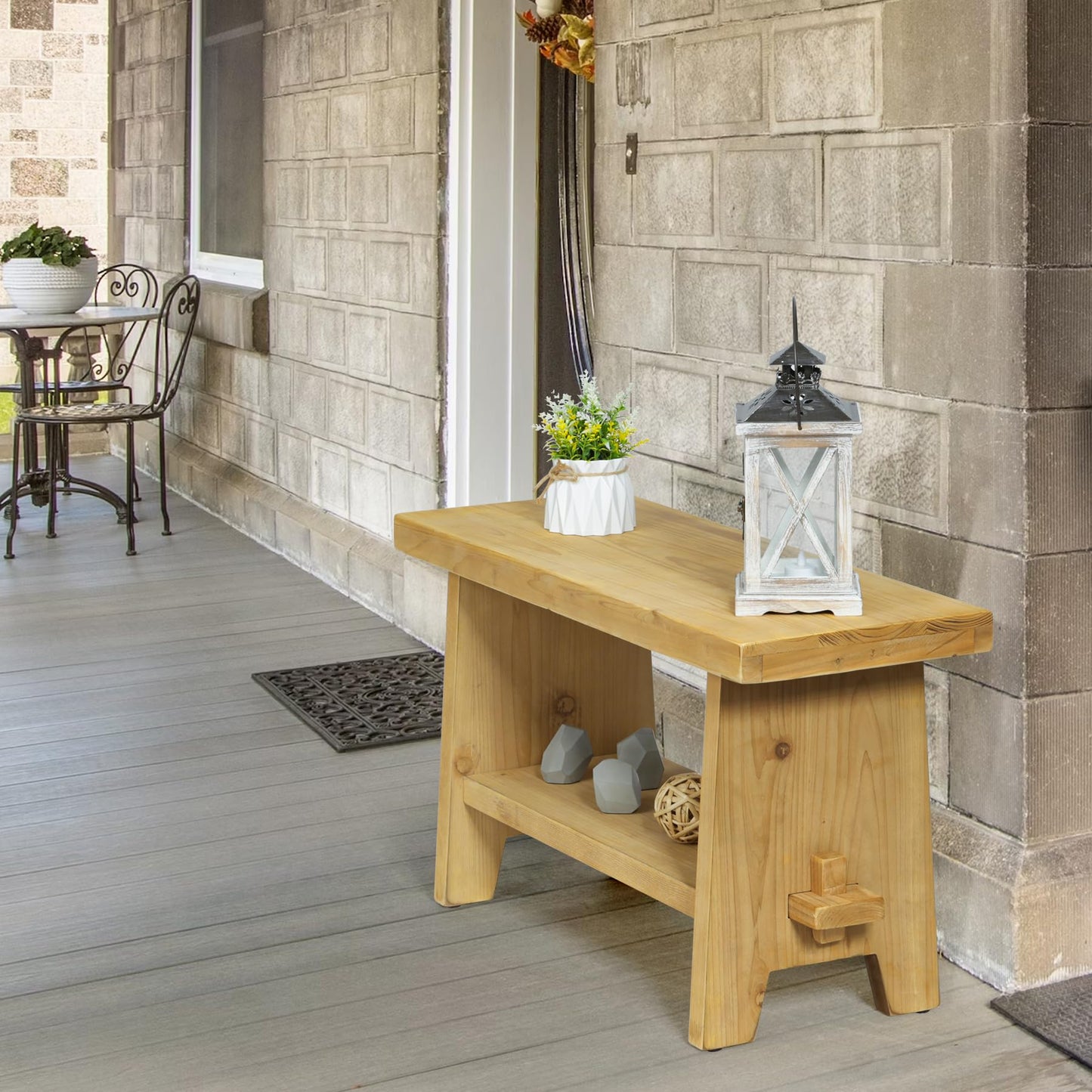 HOKYHOKY Farmhouse Entryway Wood Bench