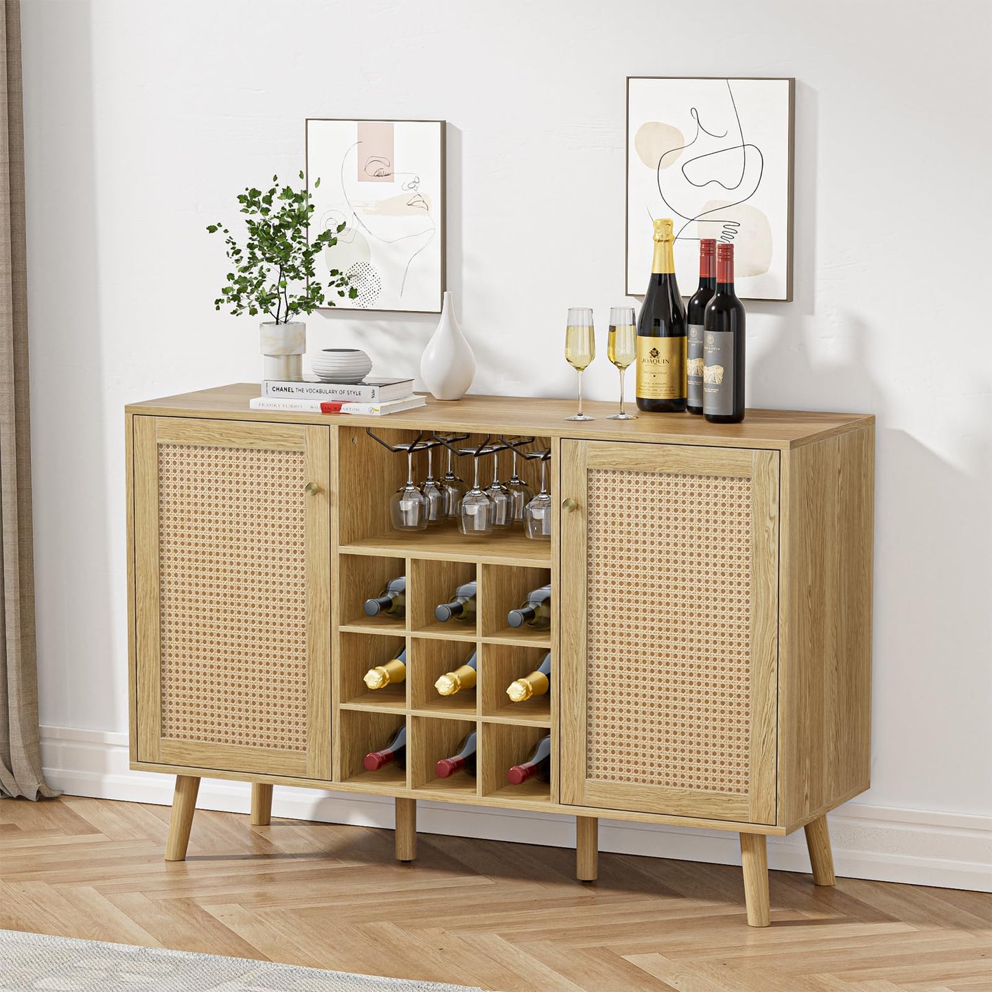 Giluta Rattan Wine Bar Cabinet