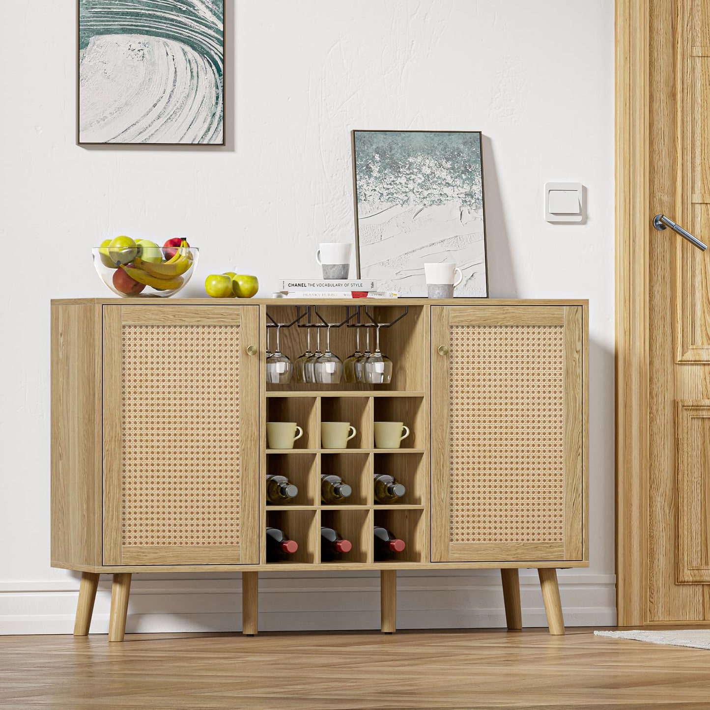 Giluta Rattan Wine Bar Cabinet