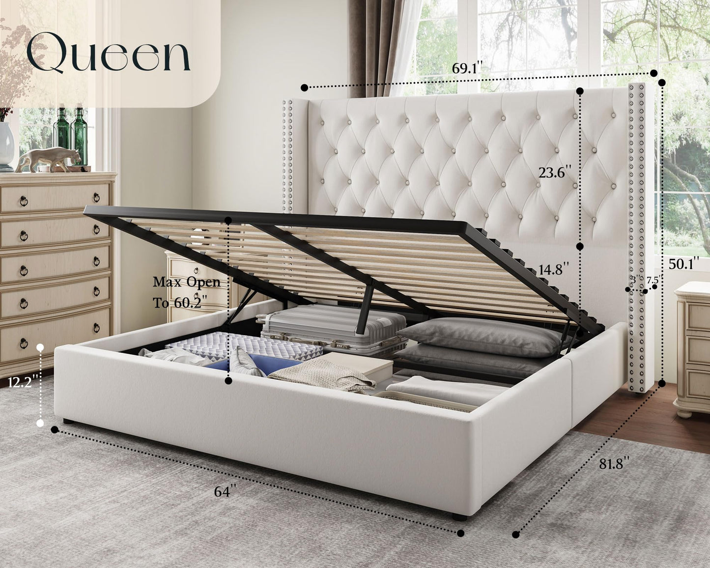 Jocisland Queen Size Lift Up Storage Bed