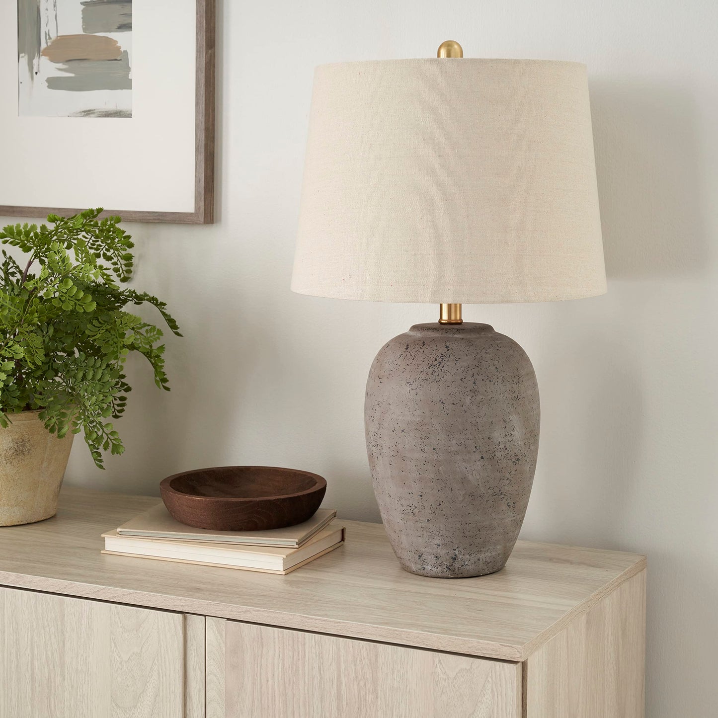 Nourison Rustic Ceramic Jar Table Lamp